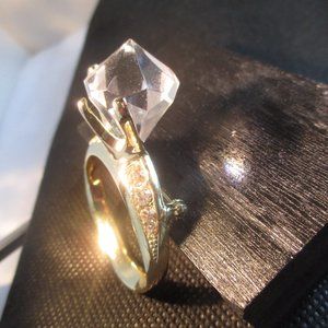 Vintage OAJC Faux Diamond Engagement Ring Brooch/Pin